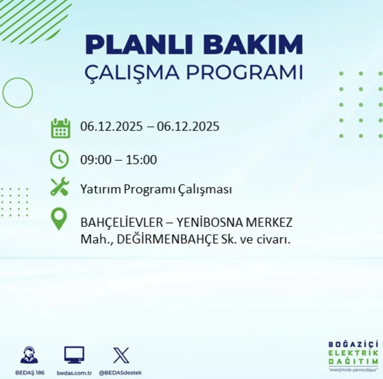 İstanbul elektrik kesintisi sorgulama! 6 Aralık Cumartesi İstanbulda elektrikler ne zaman gelecek?