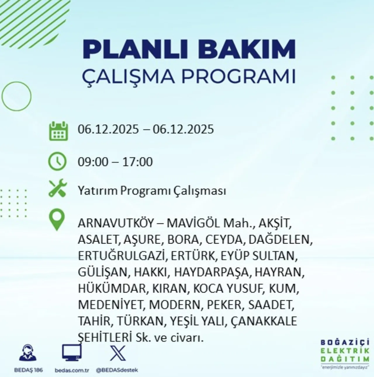 İstanbul elektrik kesintisi sorgulama! 6 Aralık Cumartesi İstanbulda elektrikler ne zaman gelecek?
