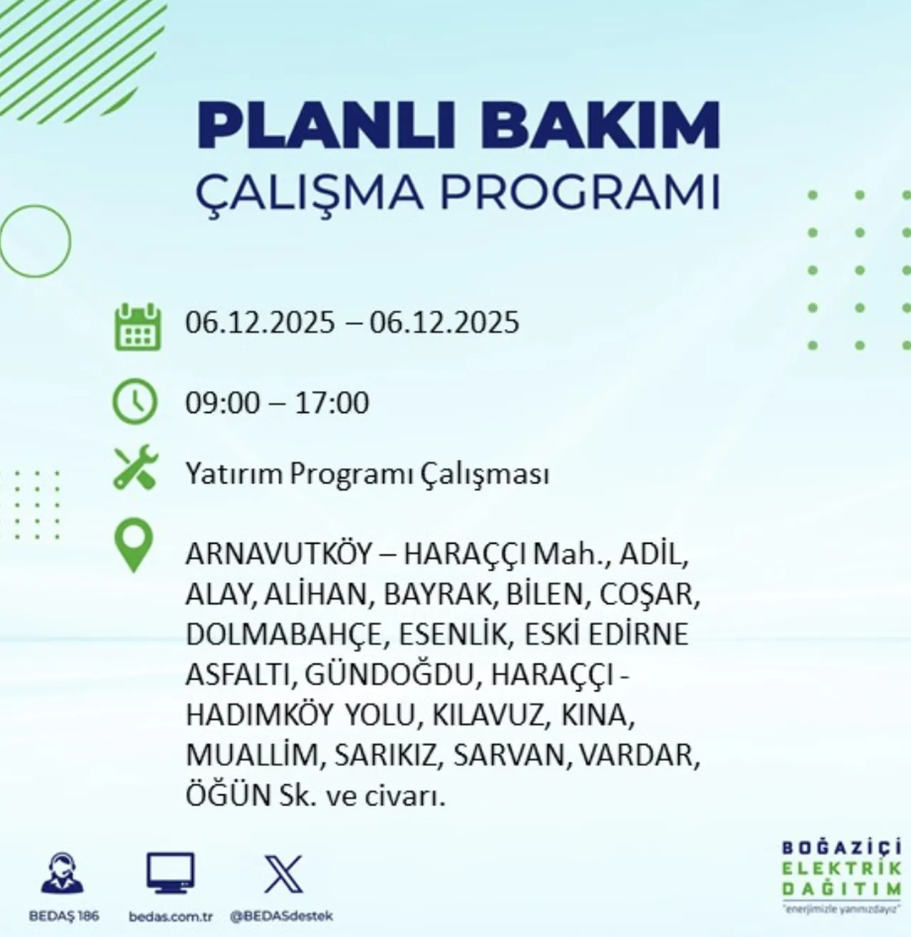 İstanbul elektrik kesintisi sorgulama! 6 Aralık Cumartesi İstanbulda elektrikler ne zaman gelecek?