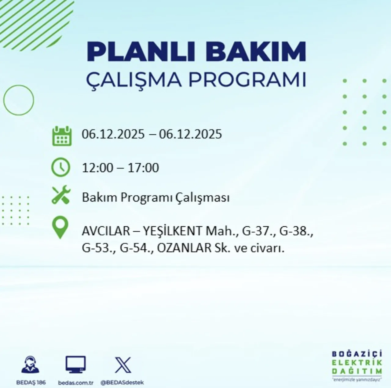 İstanbul elektrik kesintisi sorgulama! 6 Aralık Cumartesi İstanbulda elektrikler ne zaman gelecek?