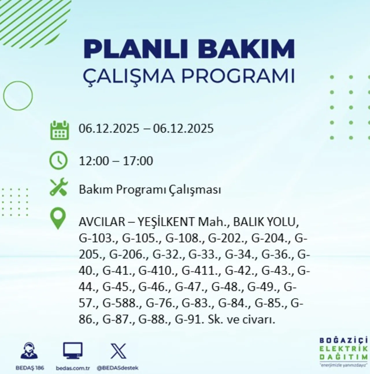 İstanbul elektrik kesintisi sorgulama! 6 Aralık Cumartesi İstanbulda elektrikler ne zaman gelecek?