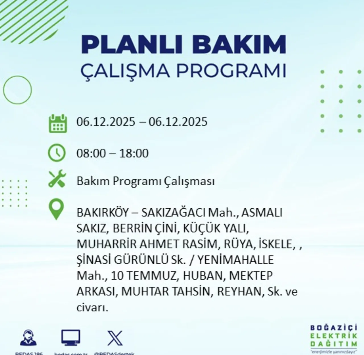 İstanbul elektrik kesintisi sorgulama! 6 Aralık Cumartesi İstanbulda elektrikler ne zaman gelecek?