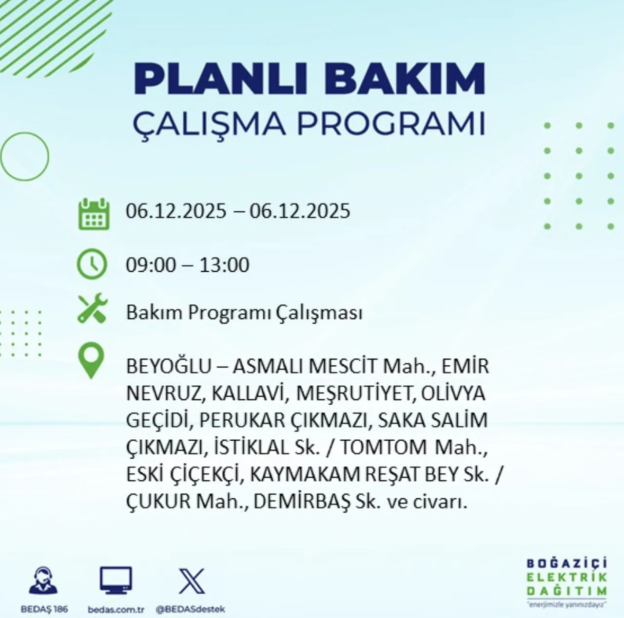 İstanbul elektrik kesintisi sorgulama! 6 Aralık Cumartesi İstanbulda elektrikler ne zaman gelecek?