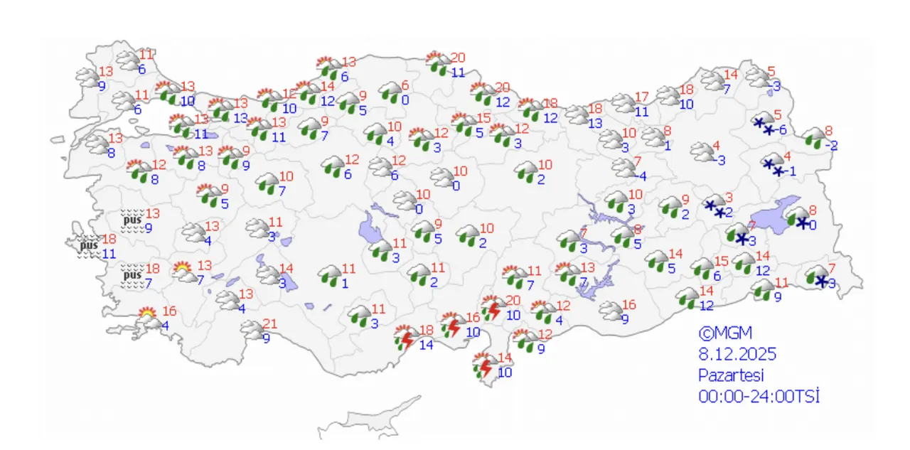 Pazartesi yağış var mı? 8 Aralık Hava Durumu Meteoroloji tarafından paylaşıldı!