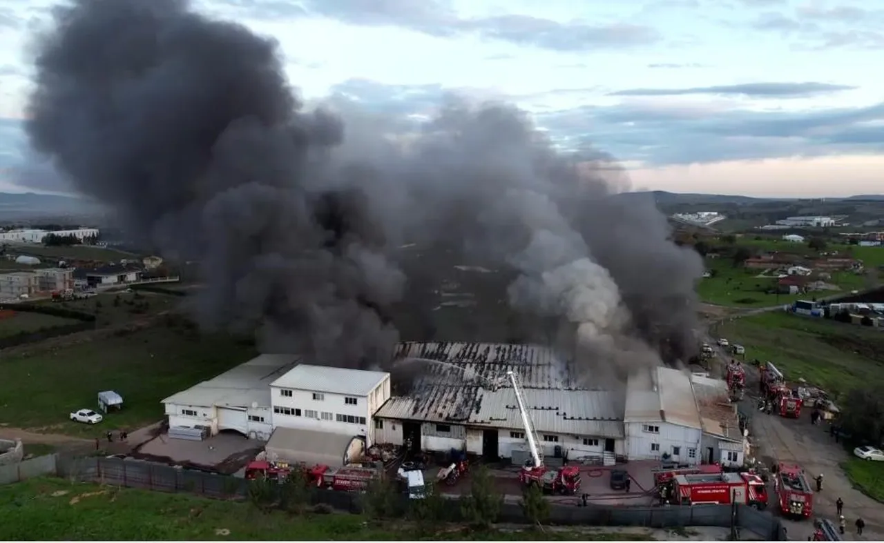 Tuzla'da kauçuk fabrikasında yangın! Dumanlar gökyüzünü kapladı