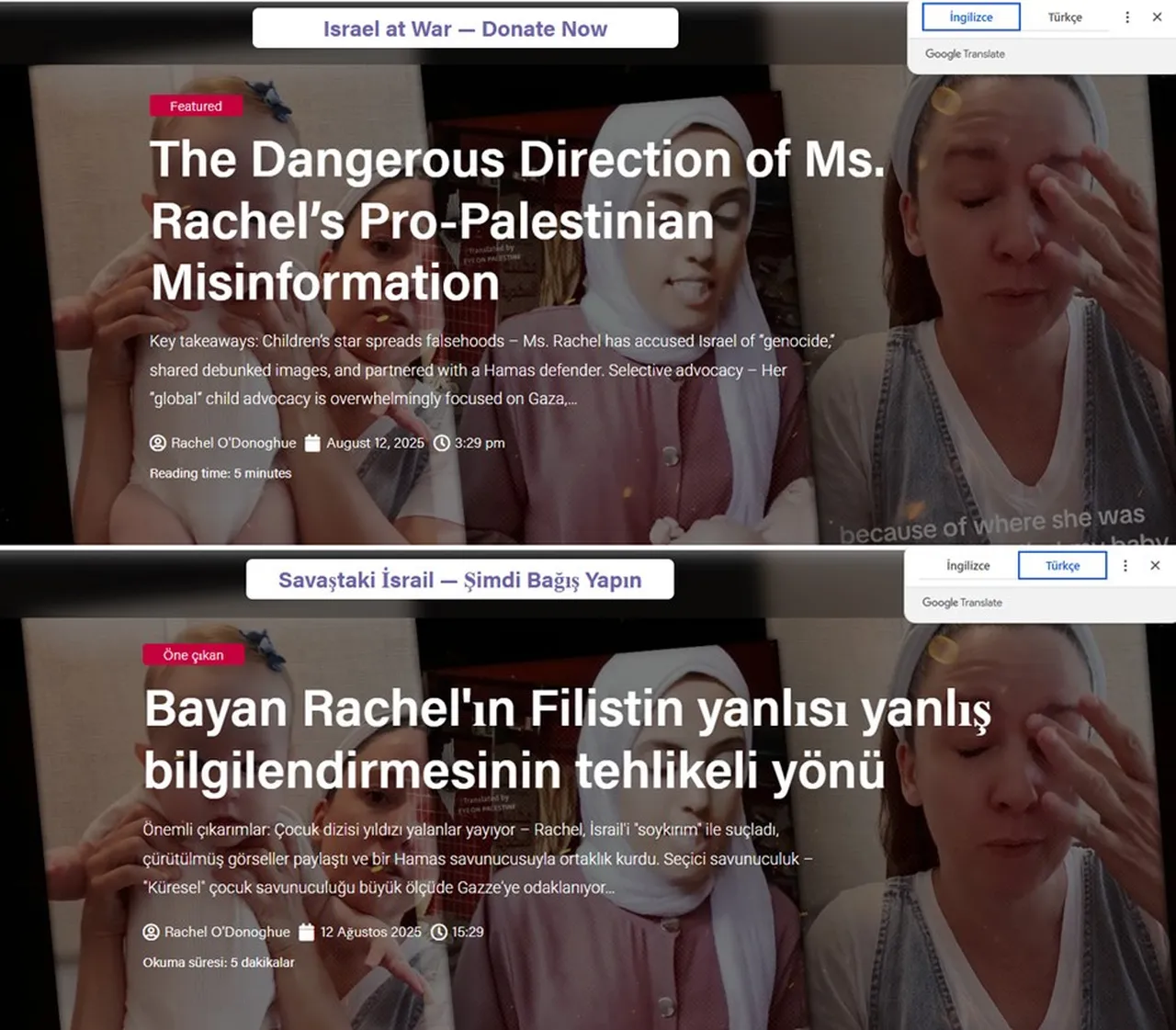 Ms Rachel aleyhinde başlatılan siyonist kampanyalardan biri