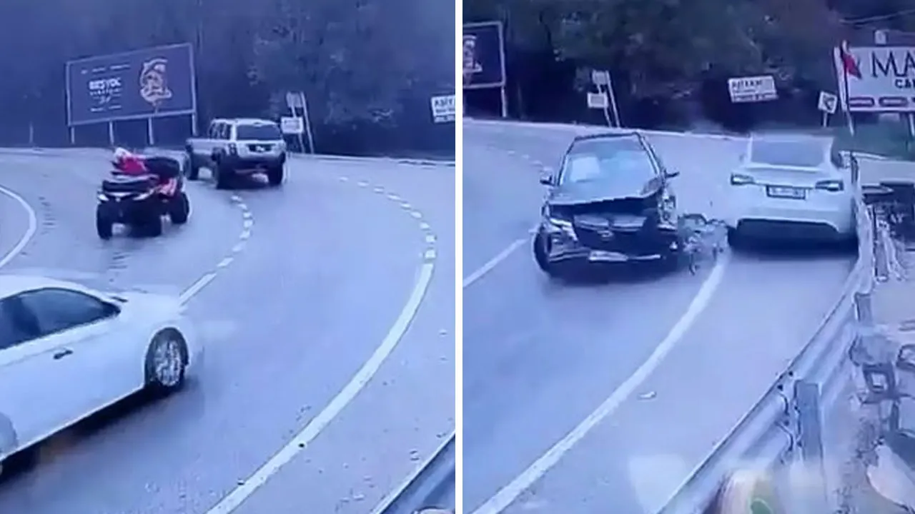 Uludağ yolu buz pistine döndü, araçlar virajı alamadı