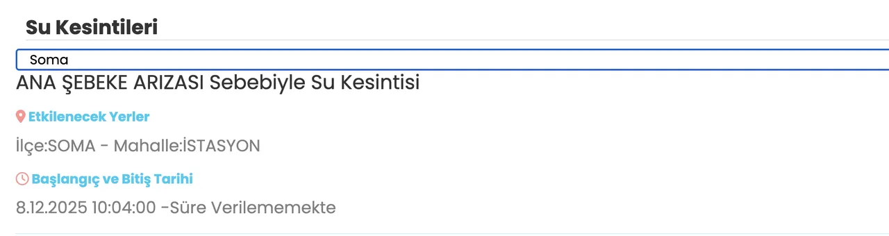8 Aralık MASKİ su kesintisi: Manisada sular ne zaman, saat kaçta gelecek?