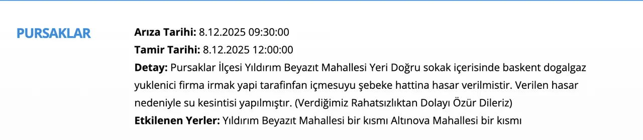 Ankara su kesintisi! ASKİ duyurdu, sular ne zaman gelecek? Çankaya, Pursaklar, Keçiören...