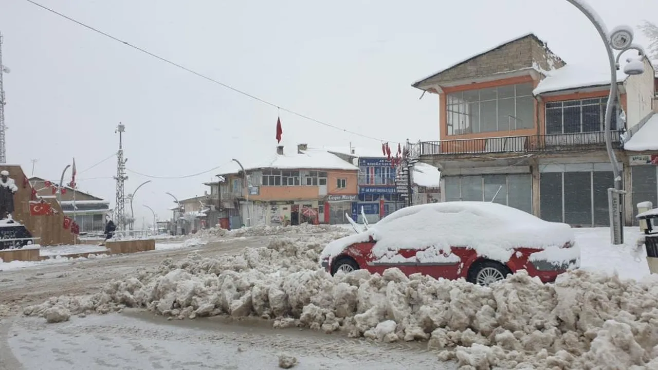 Başkale'de köy yolları kapandı, araçlar karla kaplandı