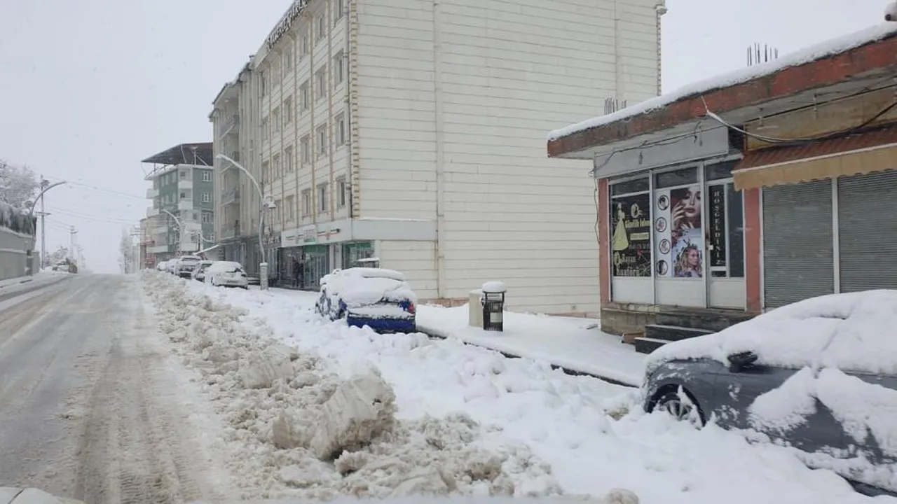 Başkale'de köy yolları kapandı, araçlar karla kaplandı