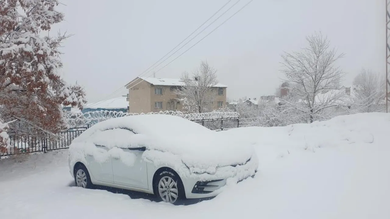 Başkale'de köy yolları kapandı, araçlar karla kaplandı