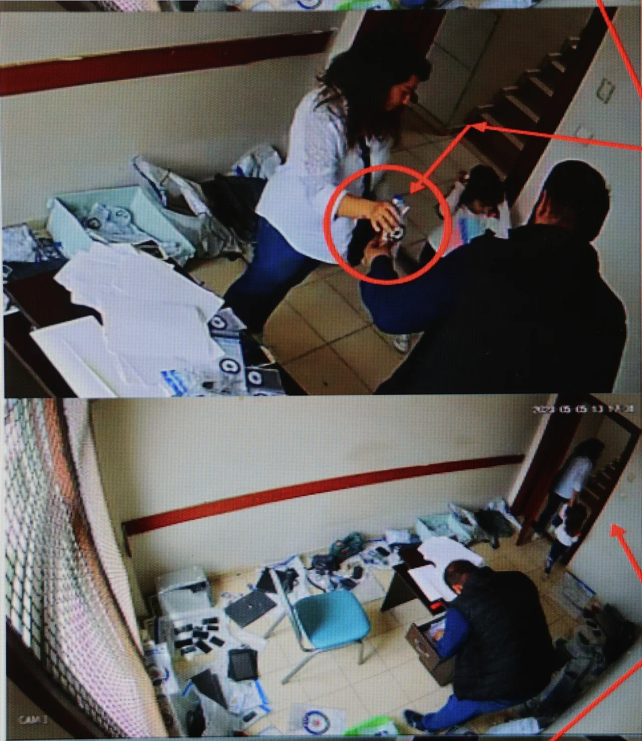 Polis memurunun altınları teslim ederken çekilen kamera görüntüsü