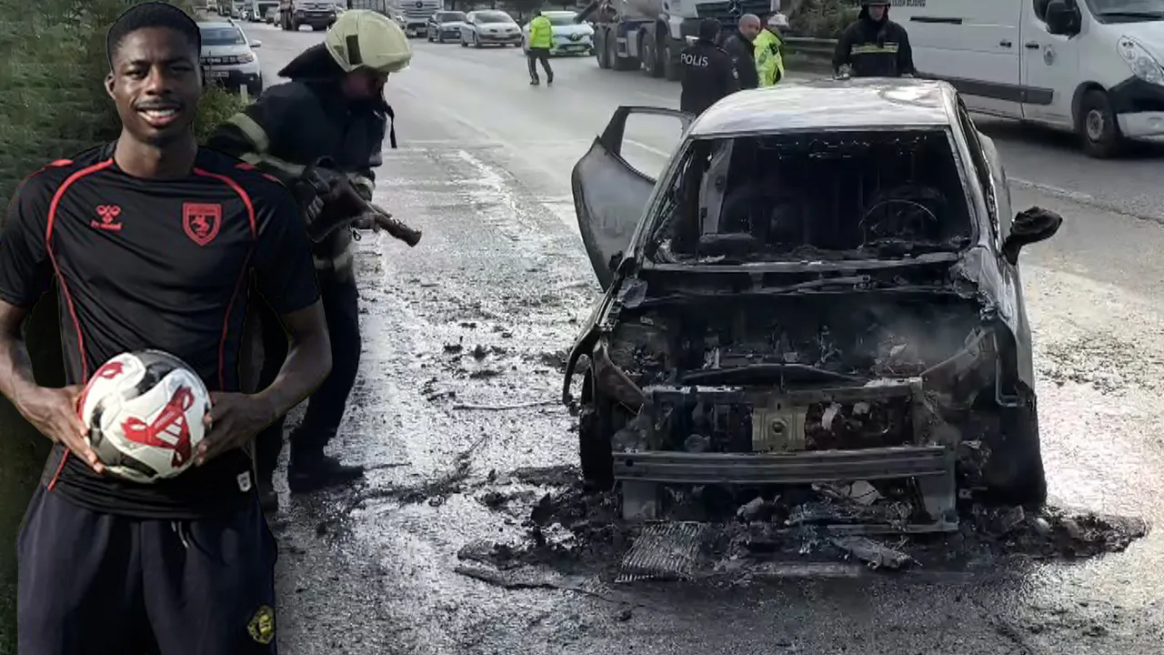 Süper Lig oyuncusu ailesiyle ölümden döndü: Alev alan araç kullanılamaz halde