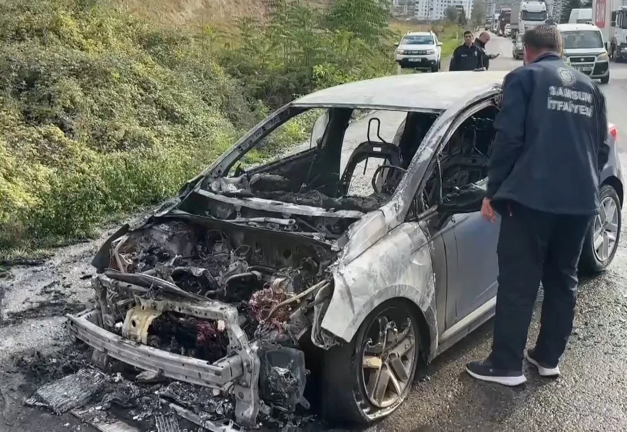 Yangın sonrası otomobilin görüntüsü