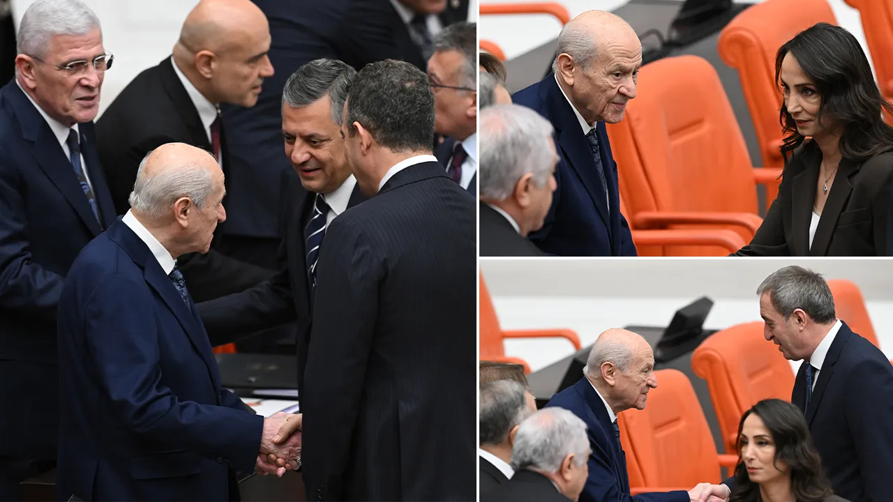 TBMM'de tebessüm havası! DEM Partililer ve Özgür Özel, Bahçeli'nin yanına gitti