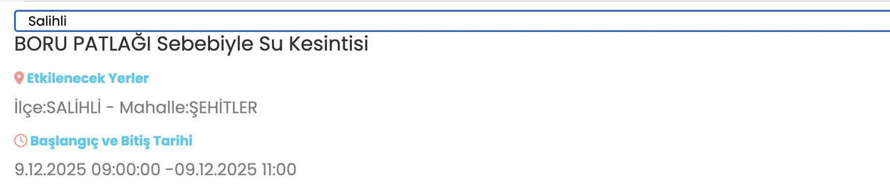 9 Aralık Manisa su kesintisi: MASKİ detayları paylaştı, Manisada sular ne zaman gelecek?