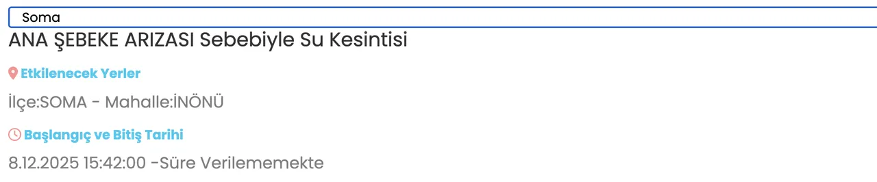 9 Aralık Manisa su kesintisi: MASKİ detayları paylaştı, Manisada sular ne zaman gelecek?