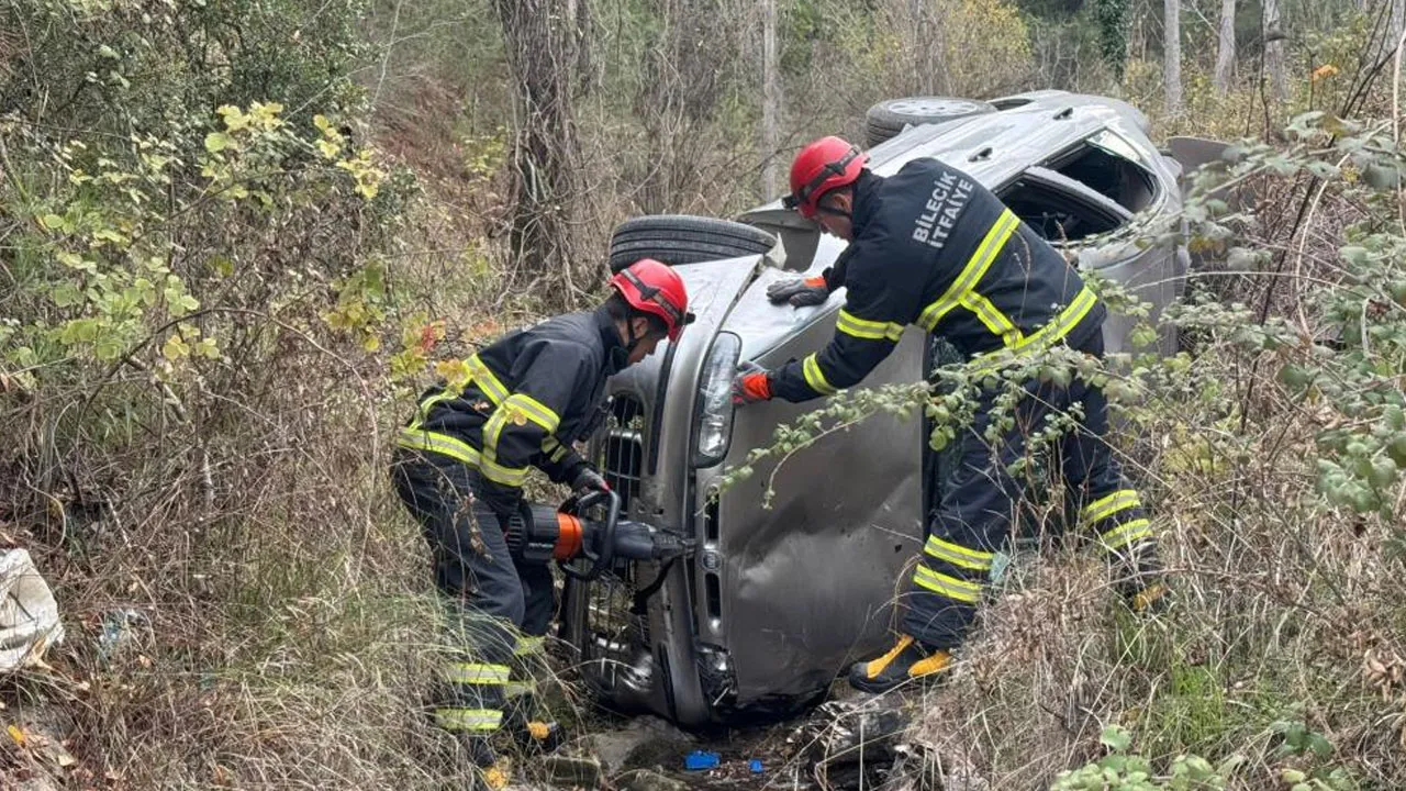 Aracı uçuruma yuvarlandı, burnu bile kanamadı