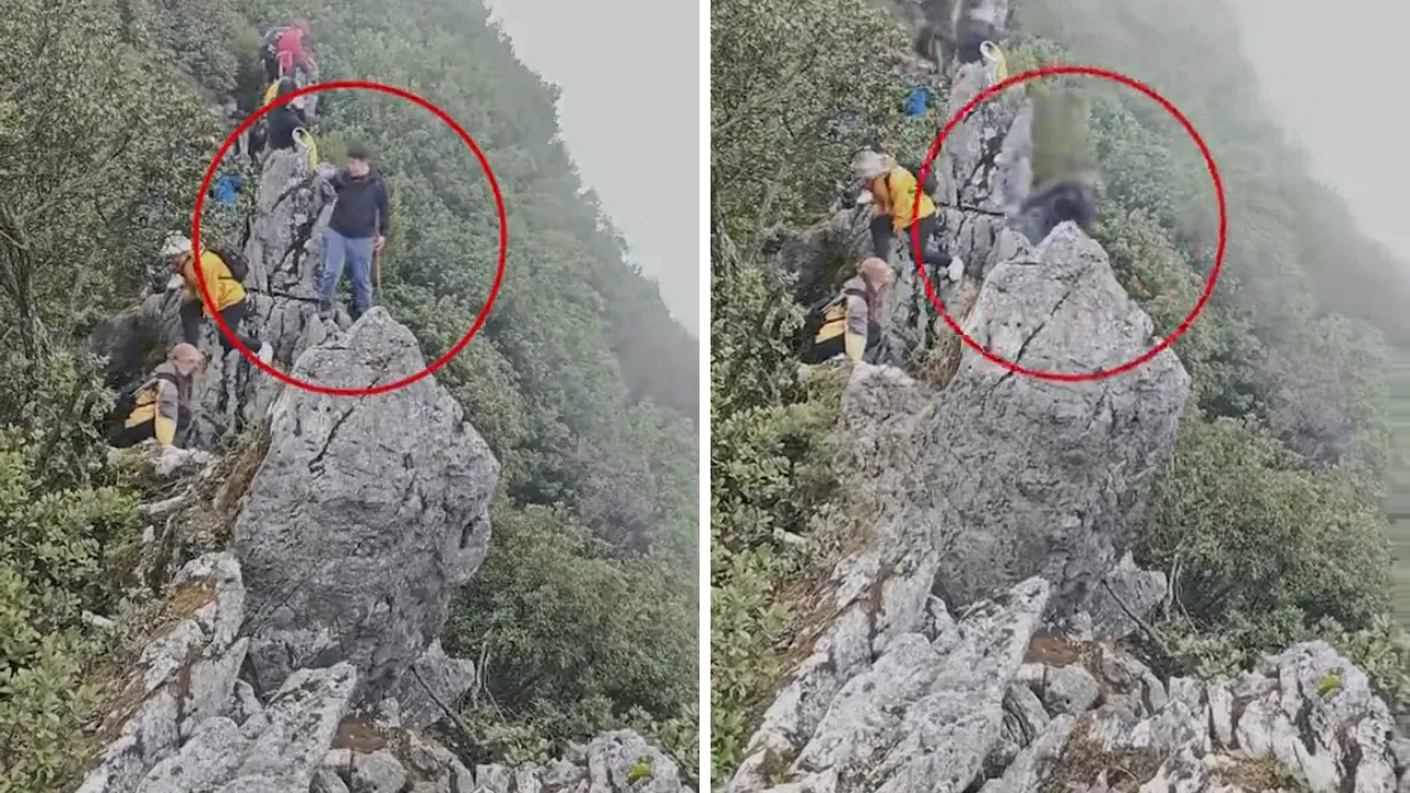 Çin'de korku dolu anlar: Fotoğraf çekmek için çıkmıştı, 40 metrelik uçurumdan yuvarlandı