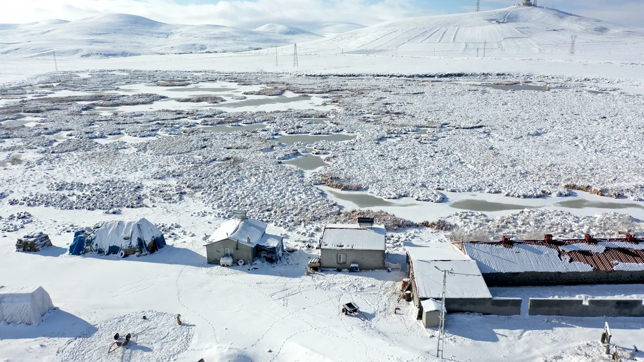 Göçmen kuşları ağırlayan Çalı Gölü dondu