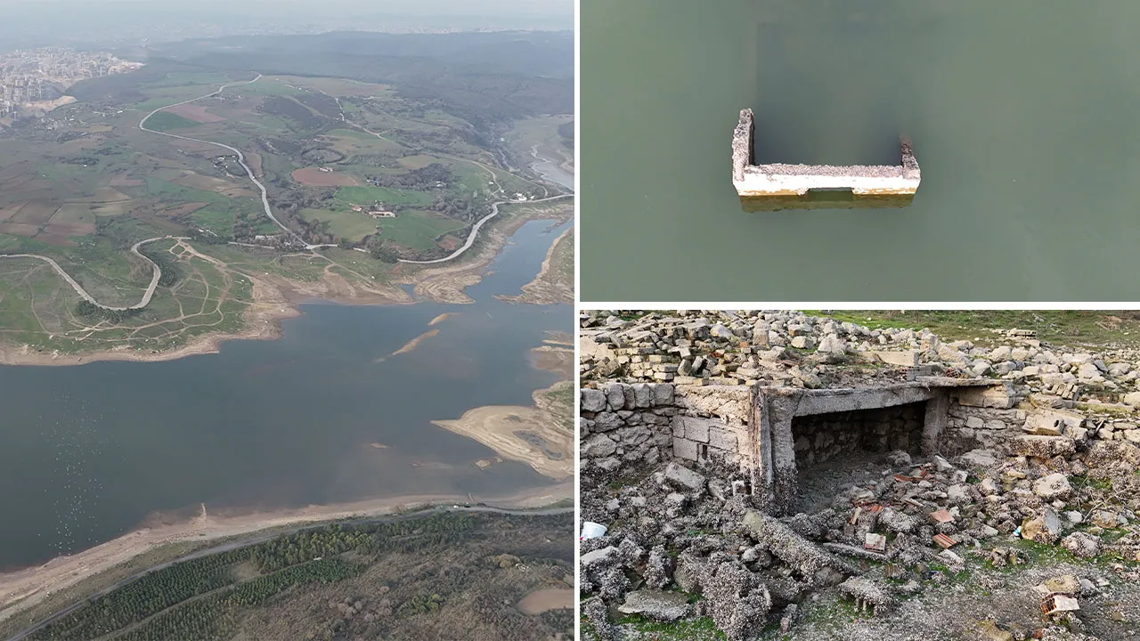 İstanbul'a su sağlayan barajda alarm! O kadar kurudu ki eski evlerin kalıntıları ortaya çıktı