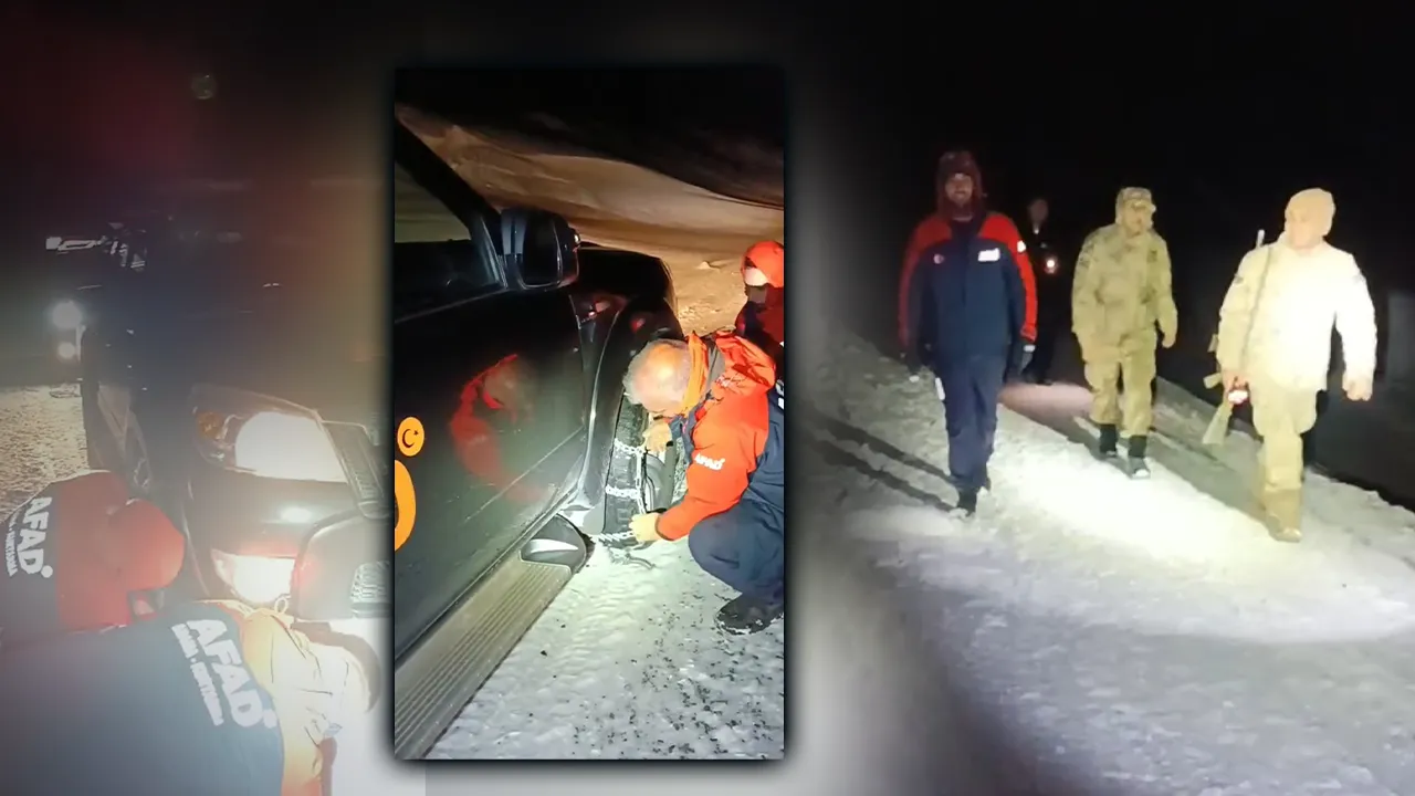 Karda mahsur kalan 4 kişi 7 saat sonra kurtarıldı