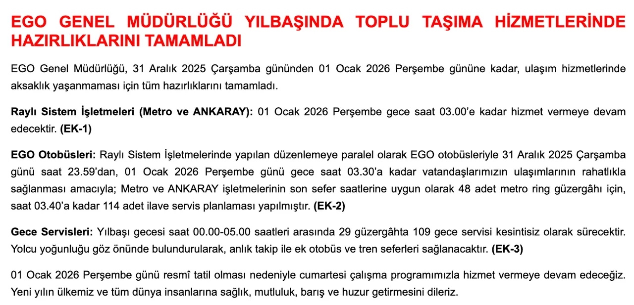 1 Ocak EGO ve ESHOT ücretsiz mi, bugün otobüsler bedava mı? Ankara ve İzmir toplu taşıma ücret durumu
