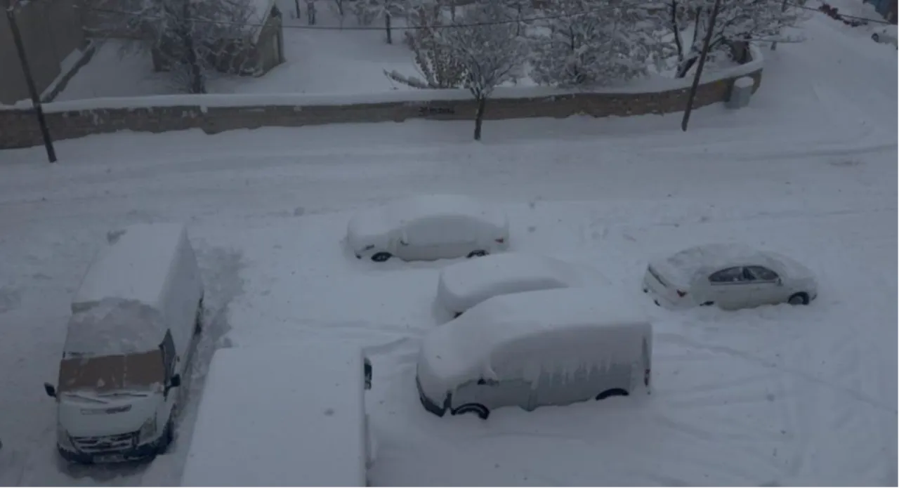 Ağrı Patnos'ta hayat durdu! 60 santim kar var, arabalar görünmüyor