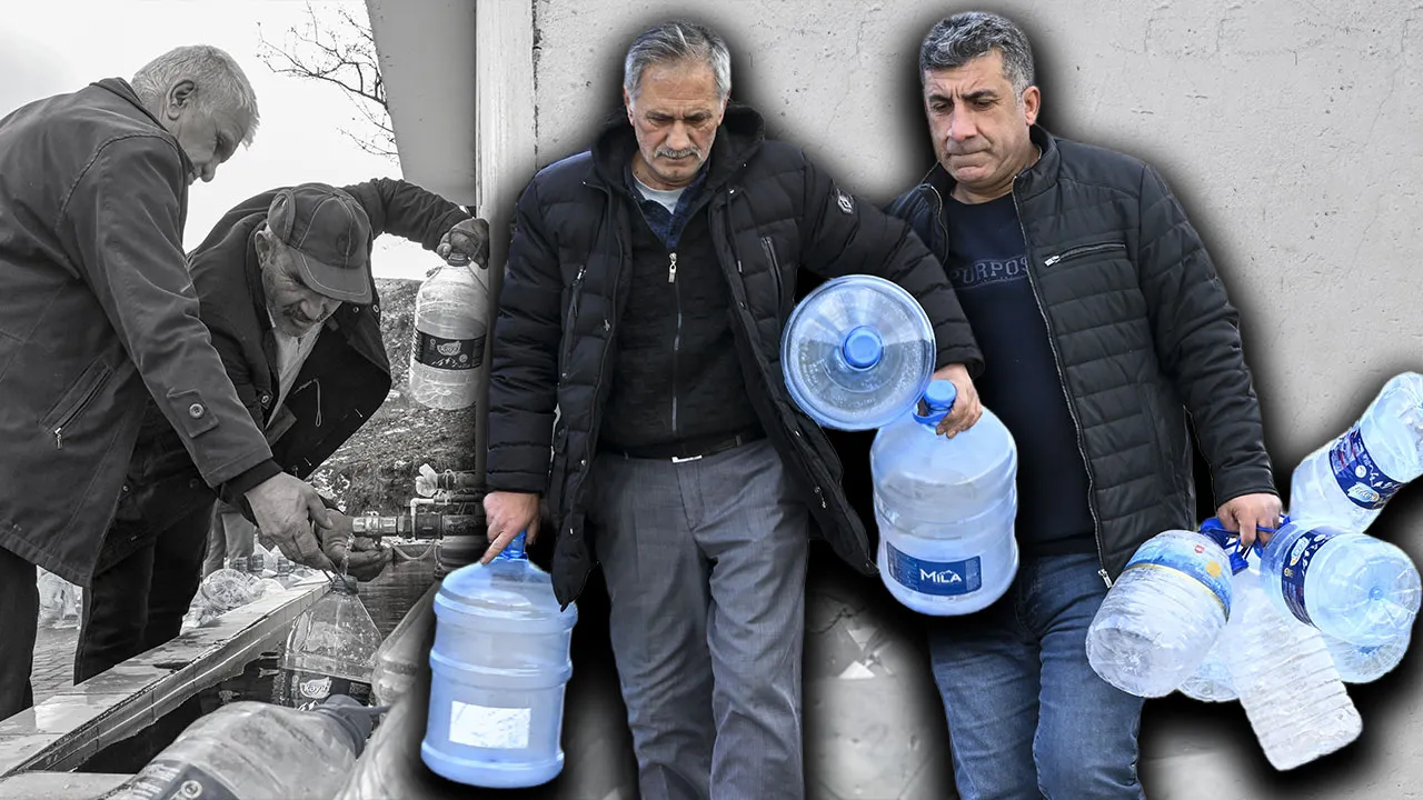 Ankaralılar bidonlarla çeşme başında! Dondurucu soğukta su krizine isyan ettiler 