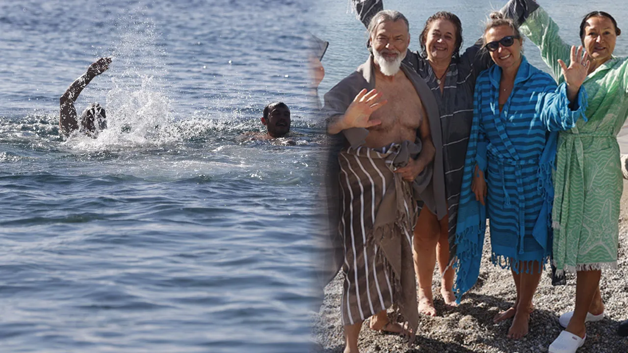 Her yere kar yağarken orası günlük güneşlik! Bodrum'da ocak ayında denize girdiler!