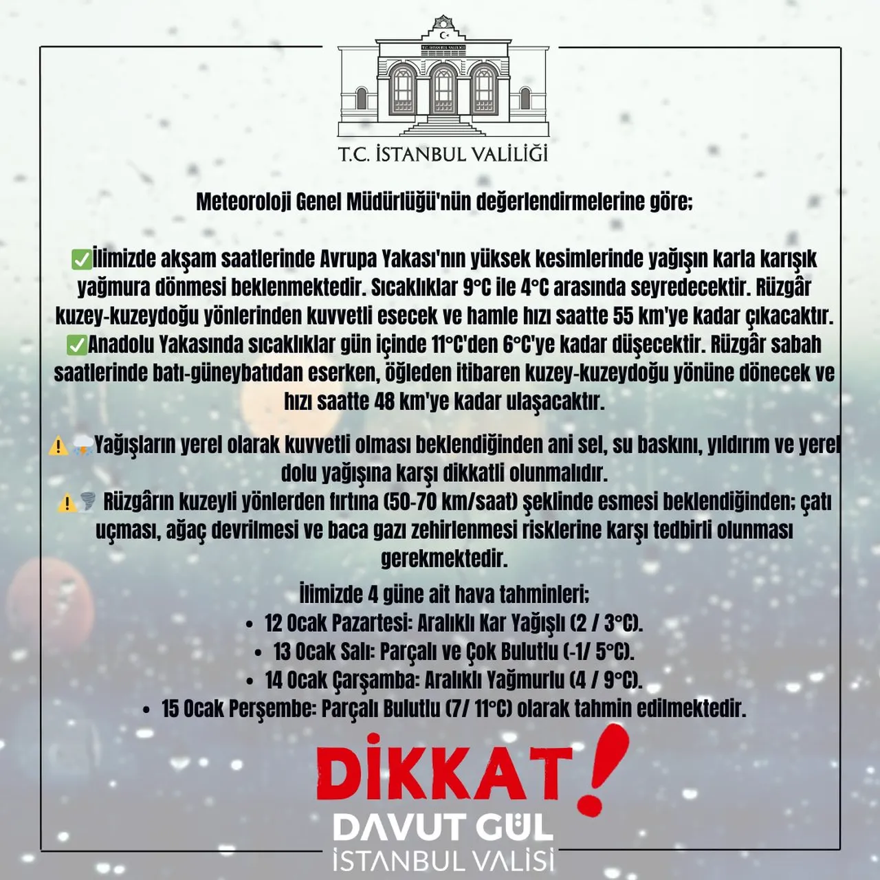 İstanbulda kar alarmı! Bu saatlere dikkat, AKOM ve Valilikten art arda uyarılar