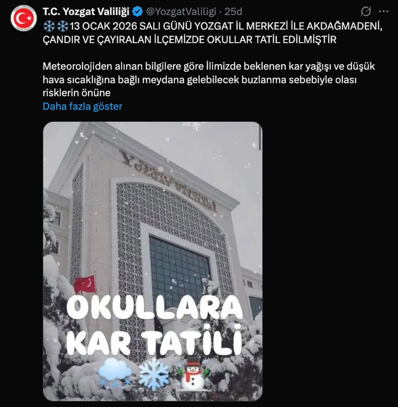 13 Ocak kar tatili olan iller ve valilik açıklamaları! Yarın okullar tatil mi?