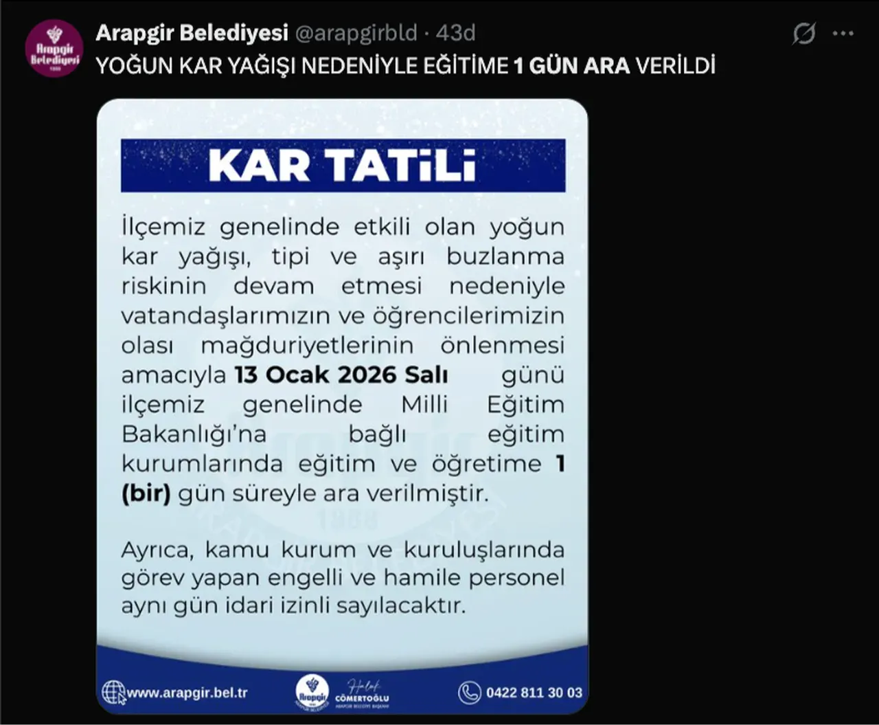 13 Ocak kar tatili olan iller ve valilik açıklamaları! Yarın okullar tatil mi?