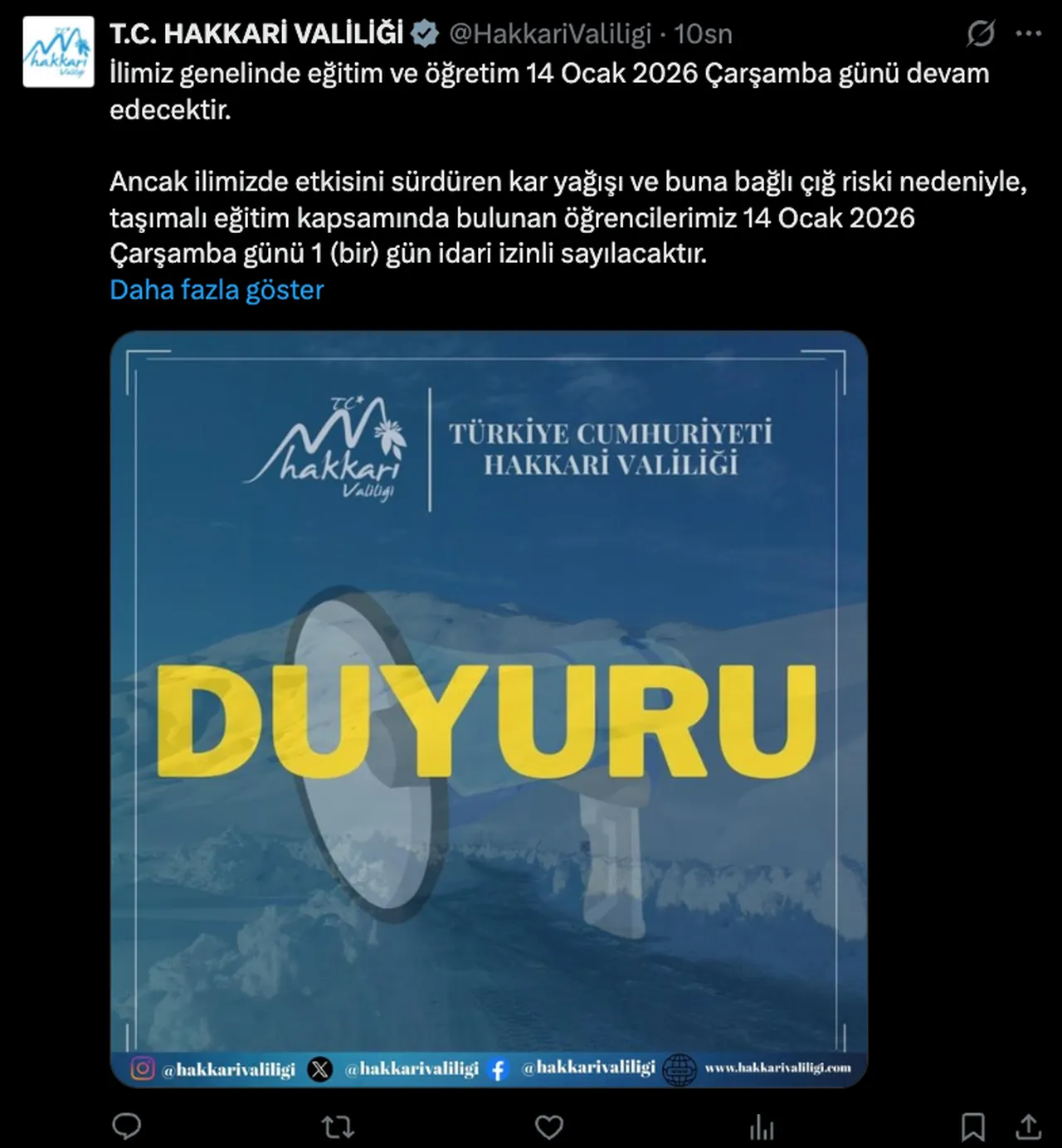 14 Ocak Çarşamba tatil olan iller! Yarın okullar tatil mi?