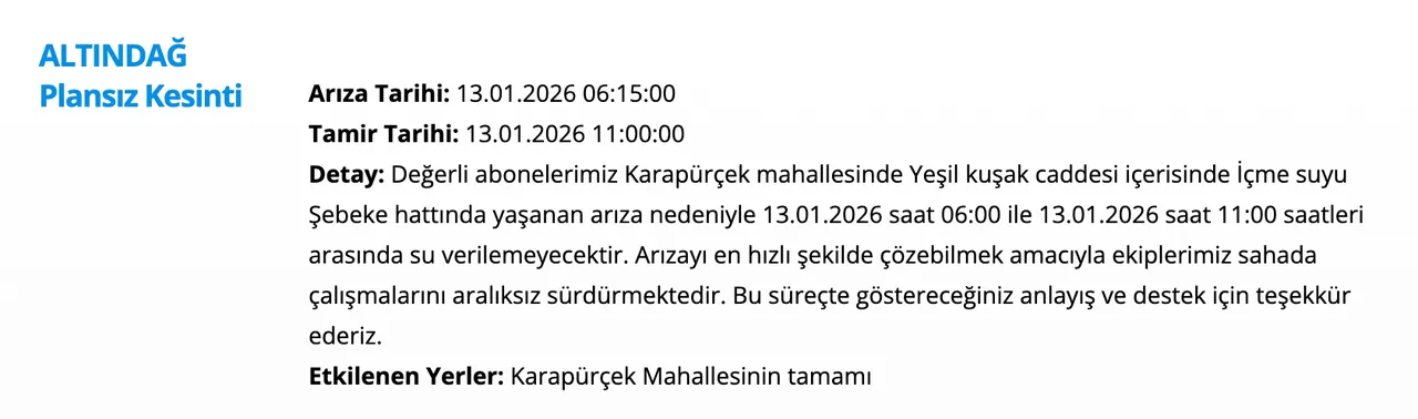 ASKİden yeni su kesintisi duyurusu: Ankarada sular ne zaman verilecek? (Mamak, Altındağ, Pursaklar)