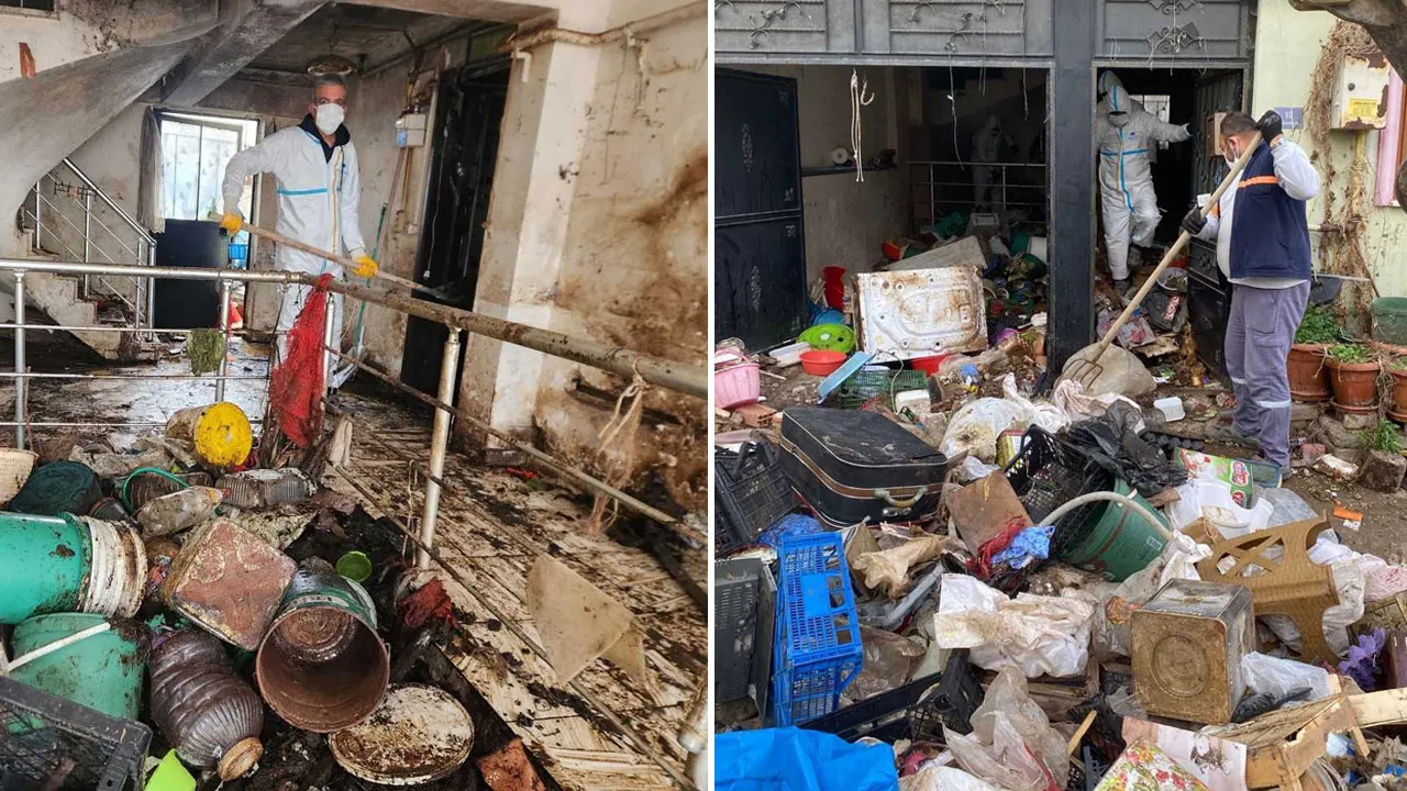 Bursa'da 2 katlı evden 9 kamyon dolusu çöp çıktı