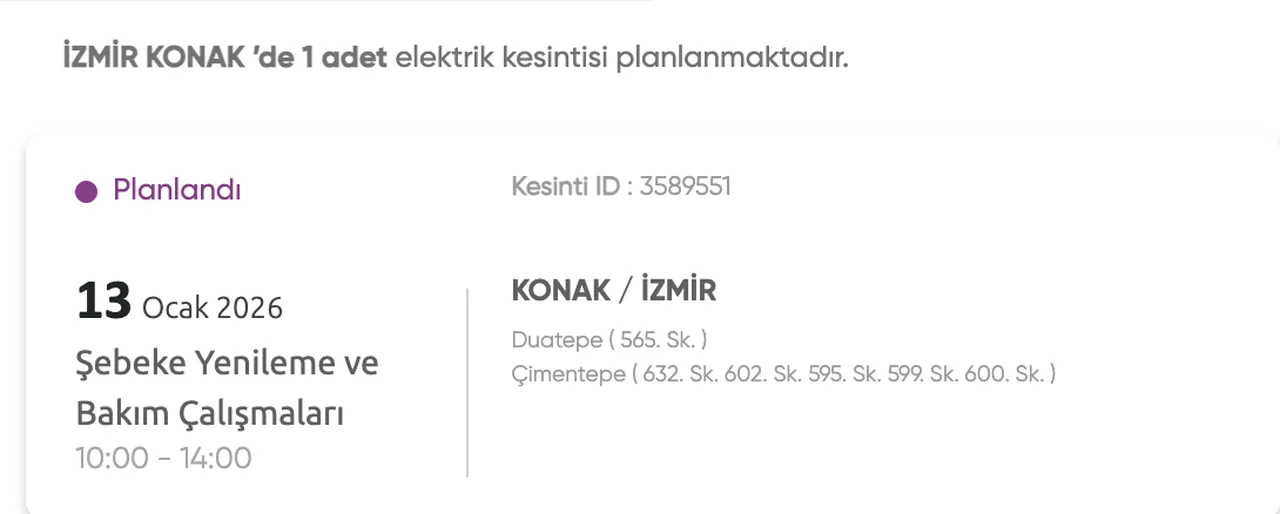 İzmir elektrik kesintisi: 13 Ocak İzmirde elektrikler ne zaman gelecek? Gediz Elektrik güncel kesinti listesi