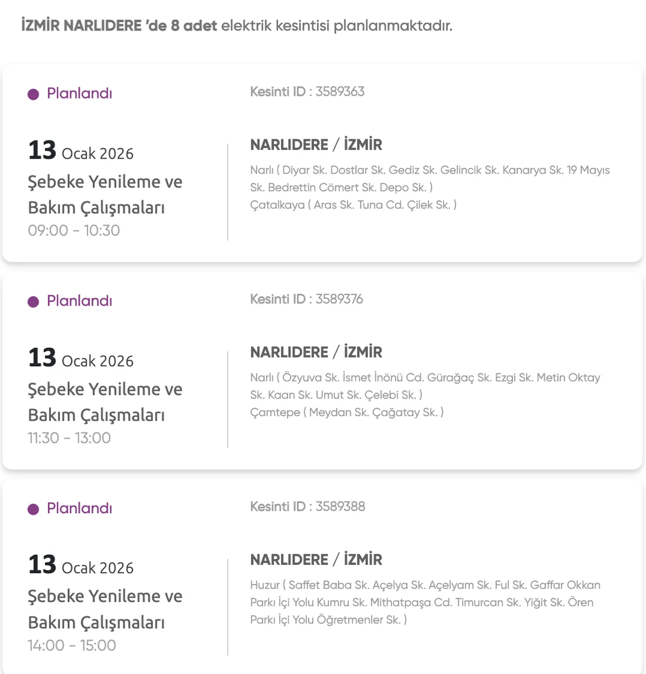 İzmir elektrik kesintisi: 13 Ocak İzmirde elektrikler ne zaman gelecek? Gediz Elektrik güncel kesinti listesi