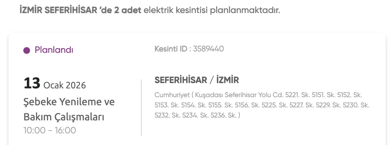 İzmir elektrik kesintisi: 13 Ocak İzmirde elektrikler ne zaman gelecek? Gediz Elektrik güncel kesinti listesi