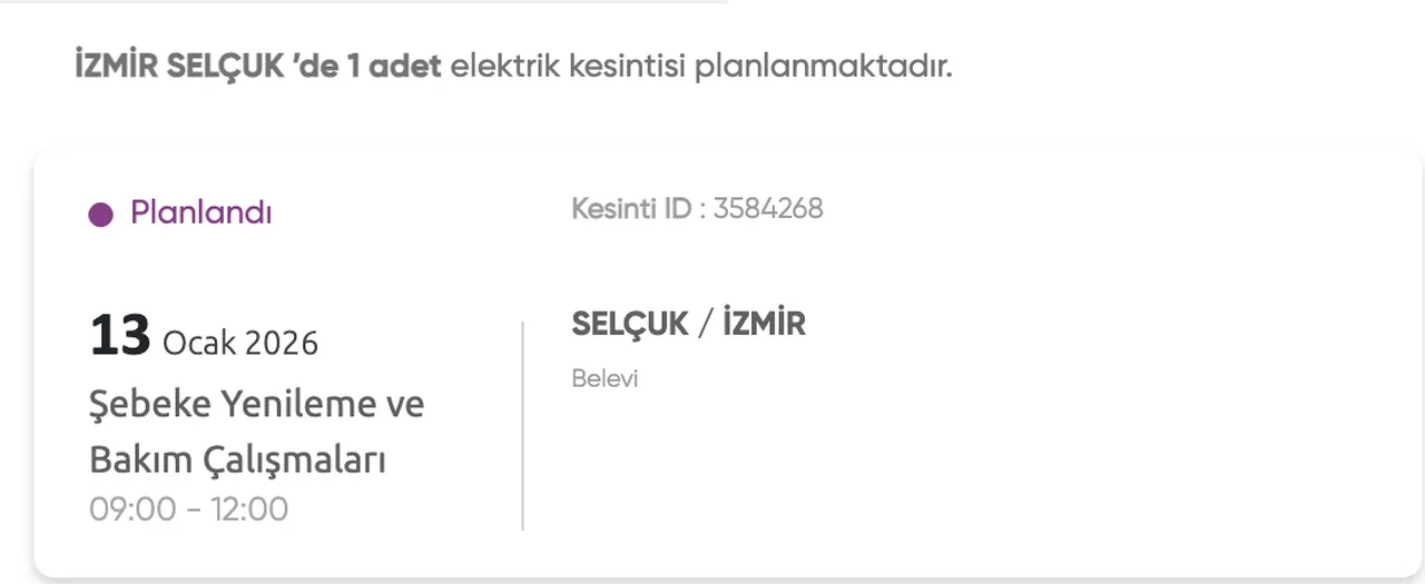 İzmir elektrik kesintisi: 13 Ocak İzmirde elektrikler ne zaman gelecek? Gediz Elektrik güncel kesinti listesi