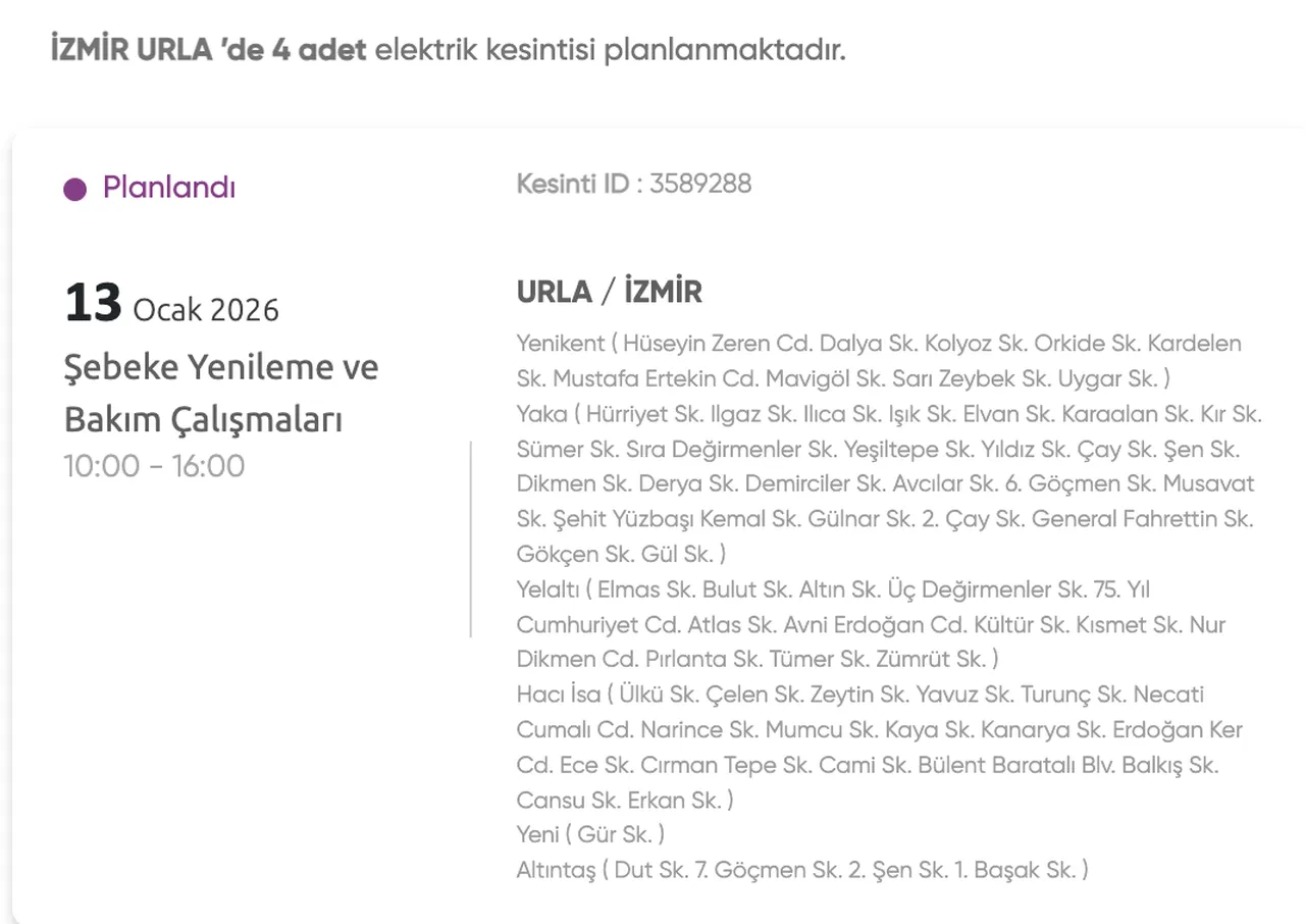 İzmir elektrik kesintisi: 13 Ocak İzmirde elektrikler ne zaman gelecek? Gediz Elektrik güncel kesinti listesi