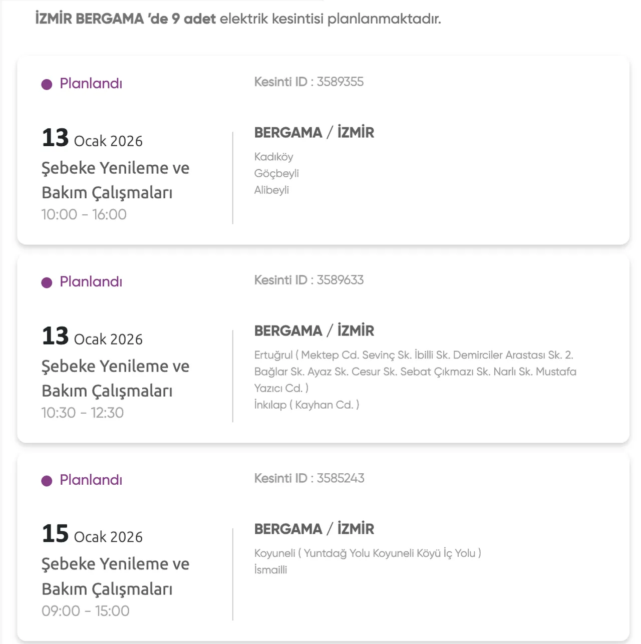 İzmir elektrik kesintisi: 13 Ocak İzmirde elektrikler ne zaman gelecek? Gediz Elektrik güncel kesinti listesi