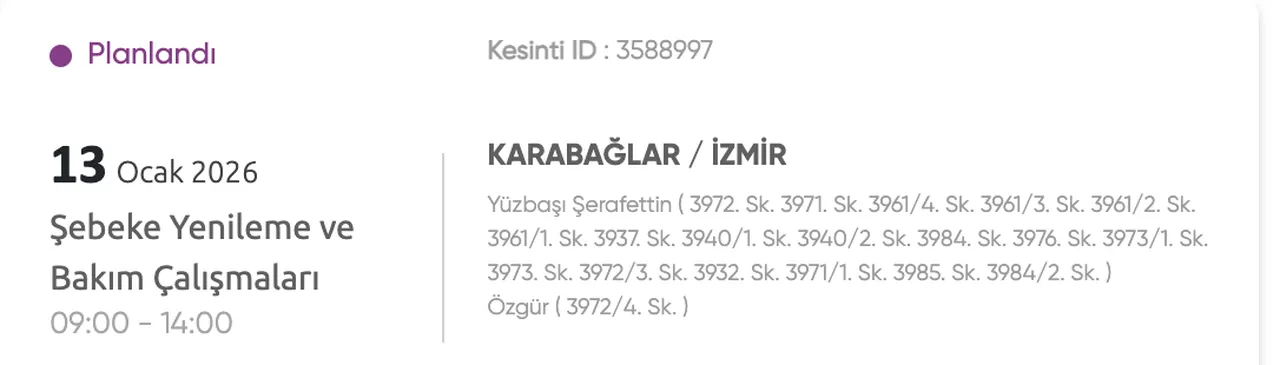 İzmir elektrik kesintisi: 13 Ocak İzmirde elektrikler ne zaman gelecek? Gediz Elektrik güncel kesinti listesi