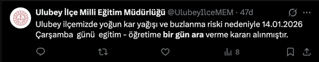 Kar tatili uzadı mı, yarın okullar tatil mi? 14 Ocak Çarşamba kar tatili olan iller