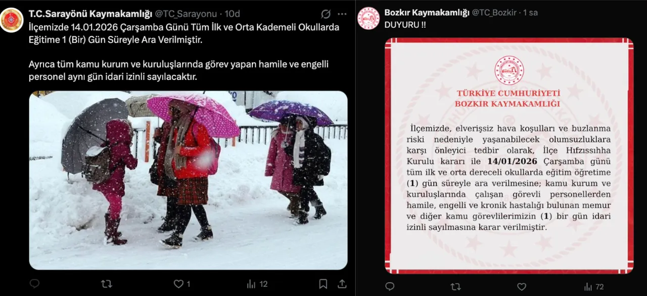 Kayseri ve Konyada yarın okullar tatil mi? 14 Ocak Kayseri ve Konya Valiliği açıklaması bekleniyor!