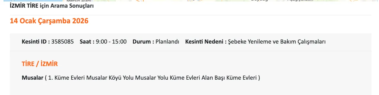 14 Ocak İzmirde (Ödemiş, Çeşme, Bornova, Buca) elektrikler ne zaman gelecek? Gediz Elektrik kesinti listesii
