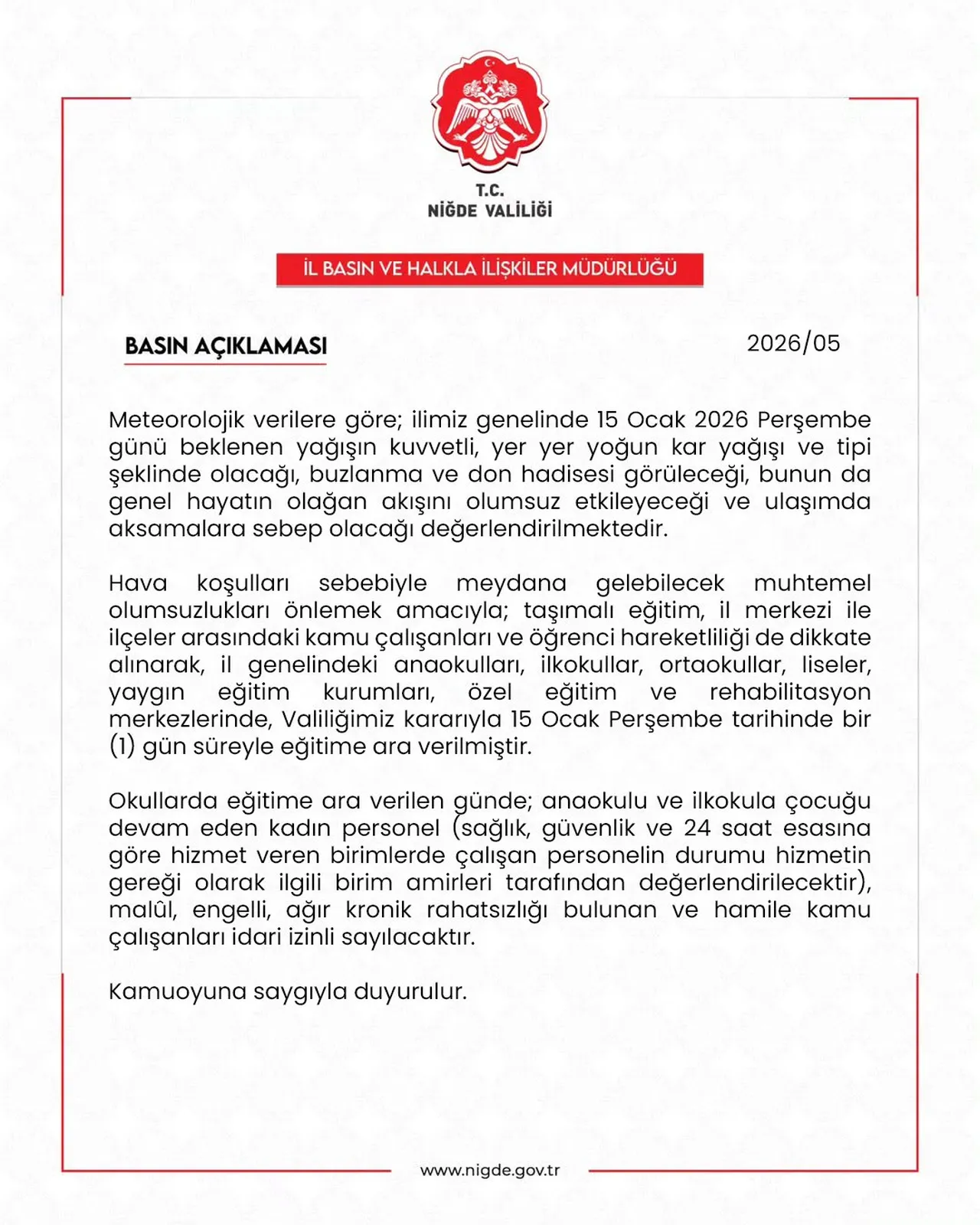 15 Ocak tatil olan iller açıklandı! Bugün okullar tatil mi, Perşembe günü kar tatili var mı?