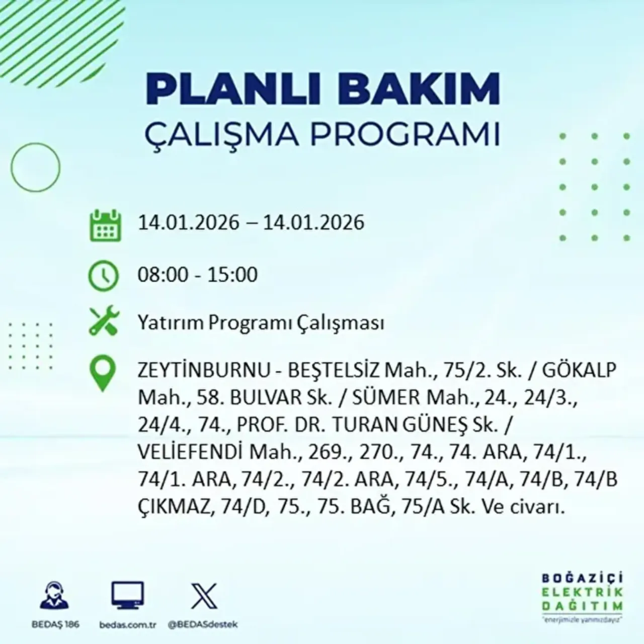  İstanbul'da bugün elektrik kesintisi yaşayan ilçeler