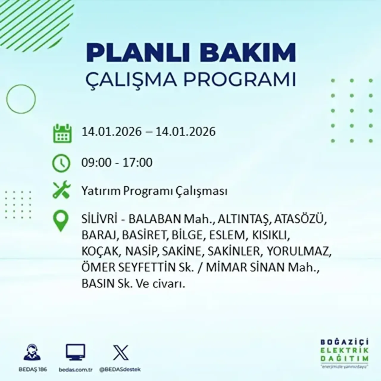 İstanbul'da bugün elektrik kesintisi yaşayan ilçeler